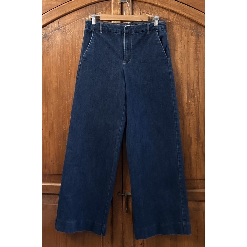 OAT New York Womens Wide Leg Trousers Denim Blue Jeans High Rise Size 8/29